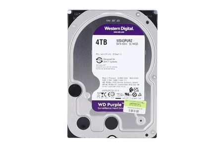 WD PURPLE, WD43PURZ, 3.5", 4TB, 256Mb, 5400 Rpm, 7/24 Güvenlik, HDD (Türkiye Distribütörü Garantili)